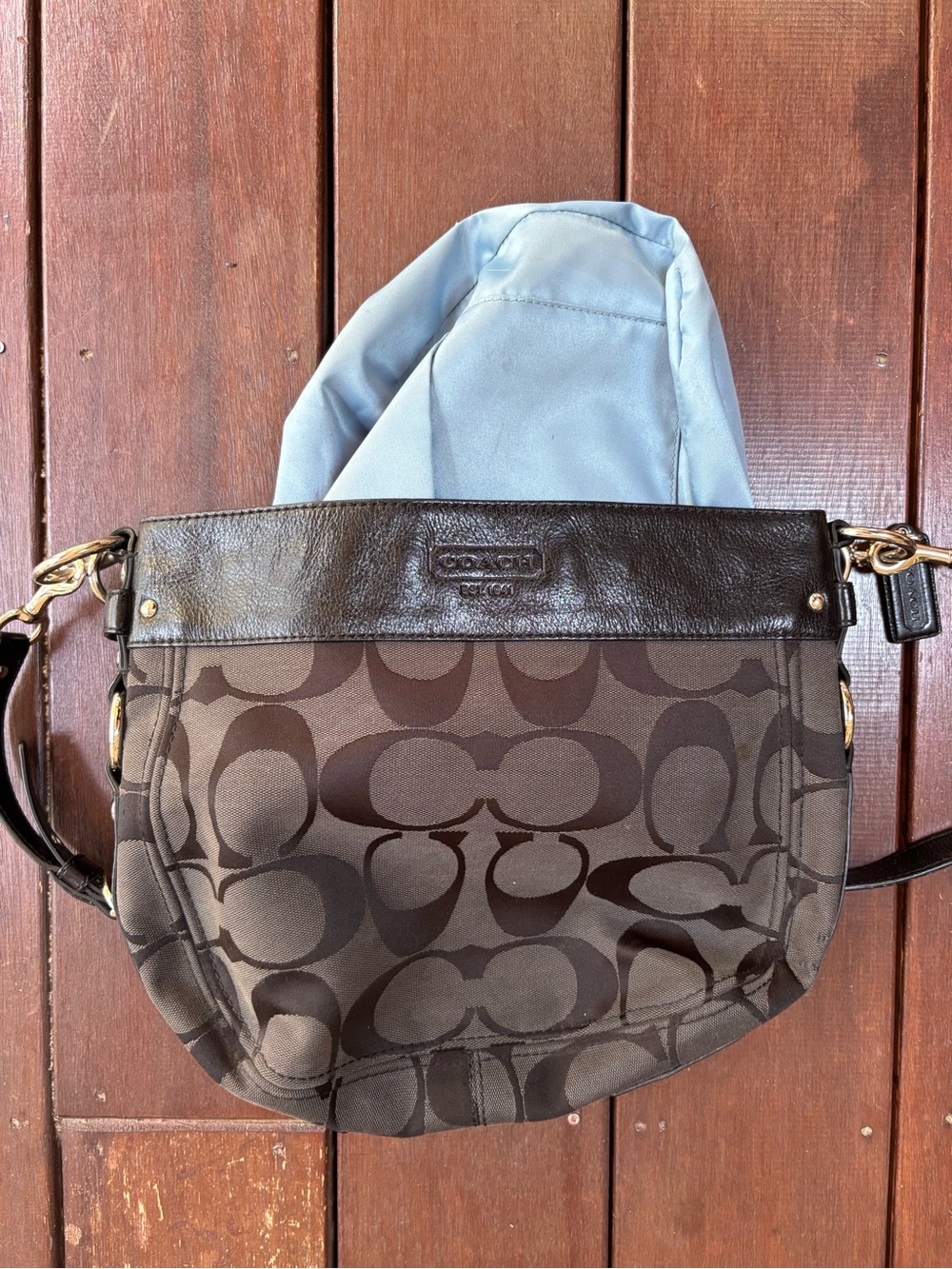 COACH Zoe Signature Black/Gray Hobo Bag Jacquard ZIP Buckle Canvas & Leather - Picture 6 of 11